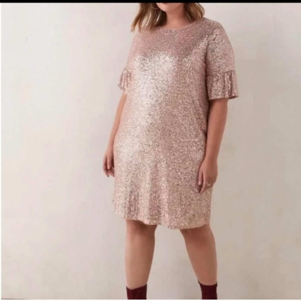 Addition Elle Pink Rose Gold Sequin Dress
